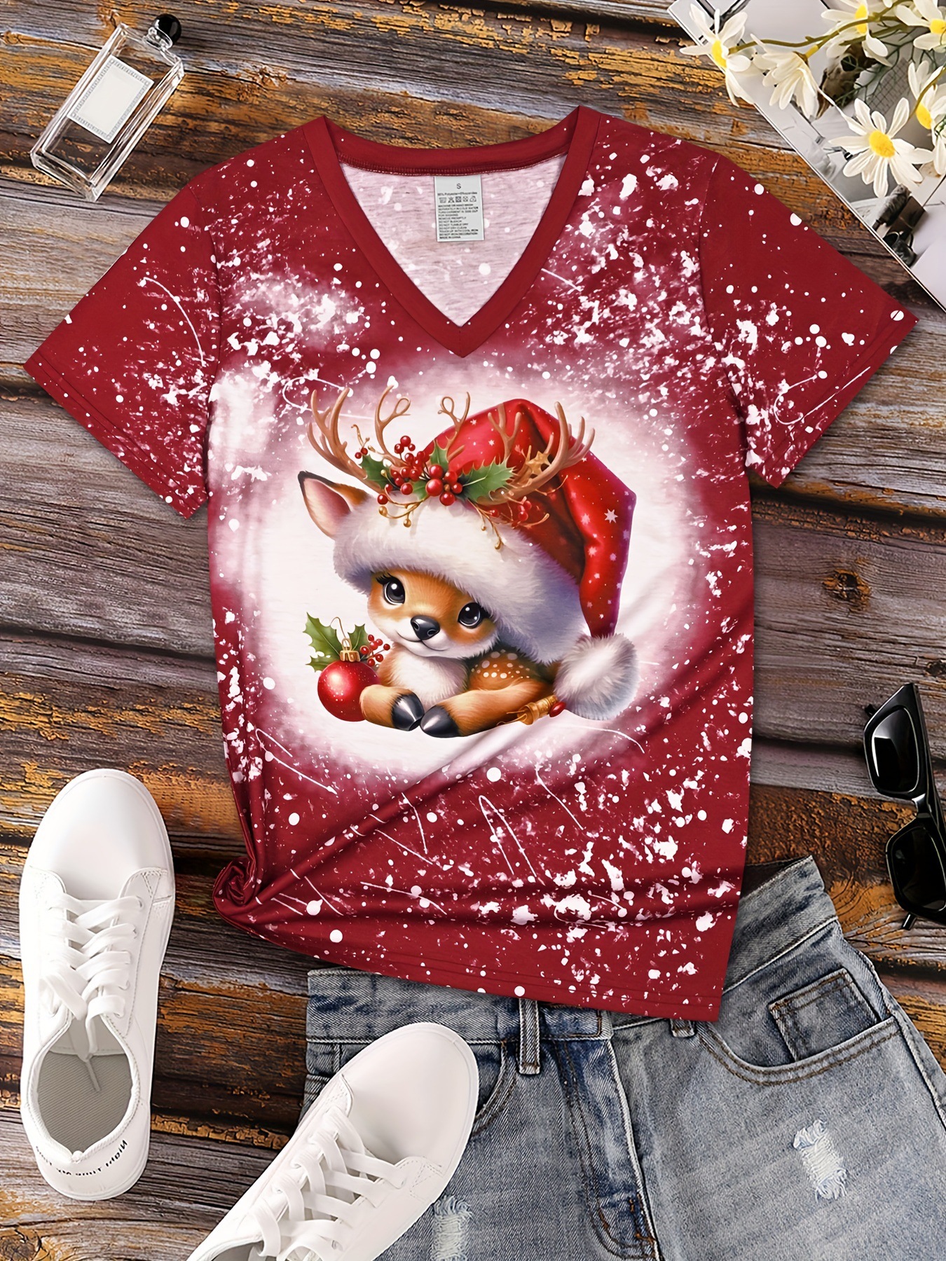 Title 2, Christmas Cartoon Animal Reindeer Christmas Hat...