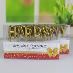 Tuhao Gold Plated Craft Birthday Letter Candle Happy Birthday English Candle - Gold - View 1