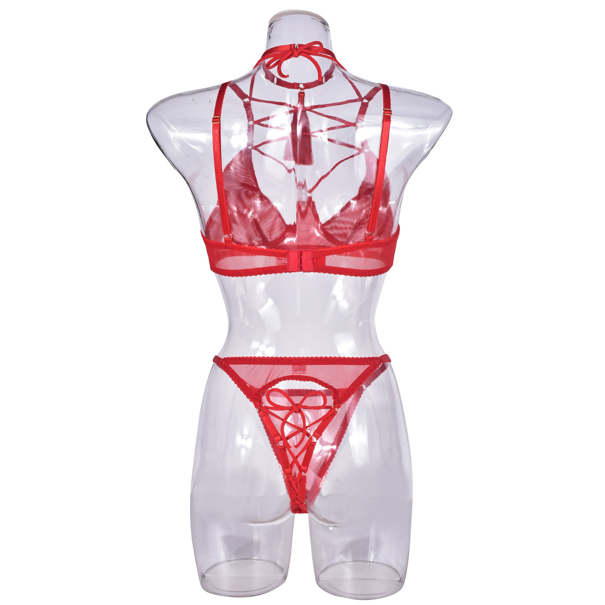 Title 8, Polyester Lingerie Lace-up Push-up Hollow Dew M...