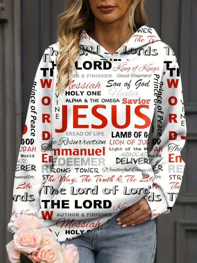 European And American Letter Print Hoodie Casual Kangaroo Pocket Long Sleeve Sweatshirt 3W 5Z0Su S - Shop at LoveMi