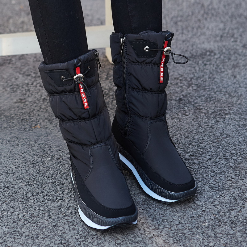 Winter New Plus Velvet Thick Cotton Shoes Thermal Middle Tube Waterproof Non-slip Boots - Image 1