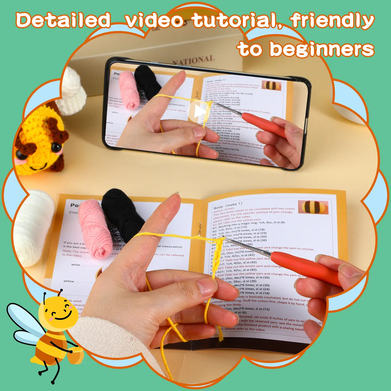 Material Package Wool Ball English Video Handmade Doll Woven Ornaments
