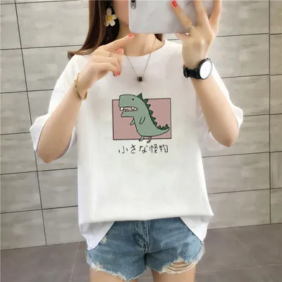 Summer Short Sleeve T shirt Women's Clothing Student Korean Style Loose Plus Size Women's Clothing All match Top White - Shop at LoveMi