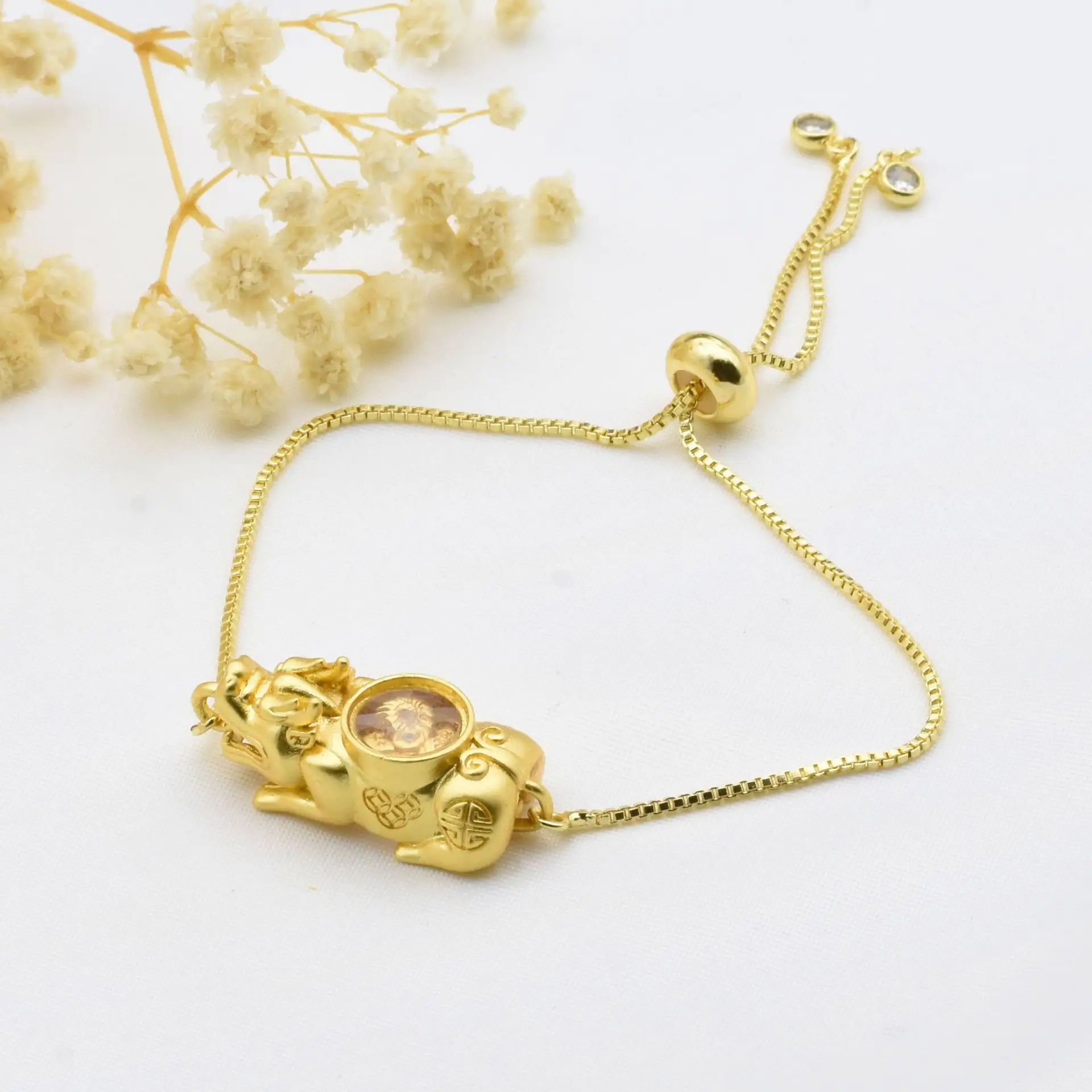 Matte Windmill Pixiu Bracelet With Braided Red Cord
