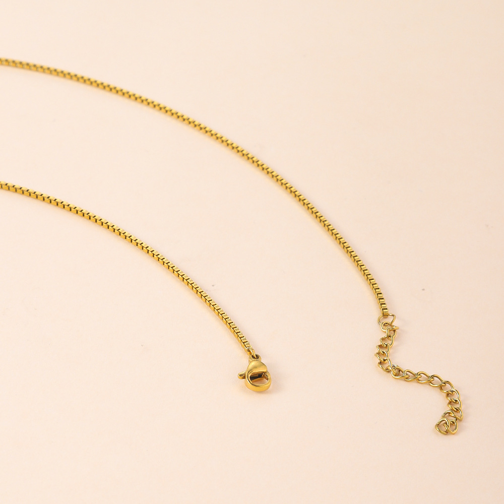 Titanium Steel Box Chain Necklace Square Single Chain