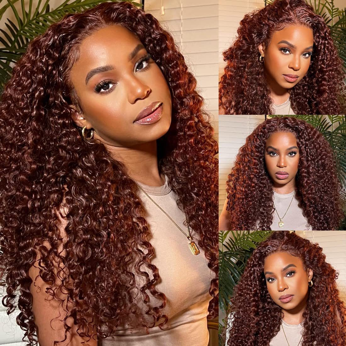 African Long Curly Hair Front Lace Brown Wig — foto 7
