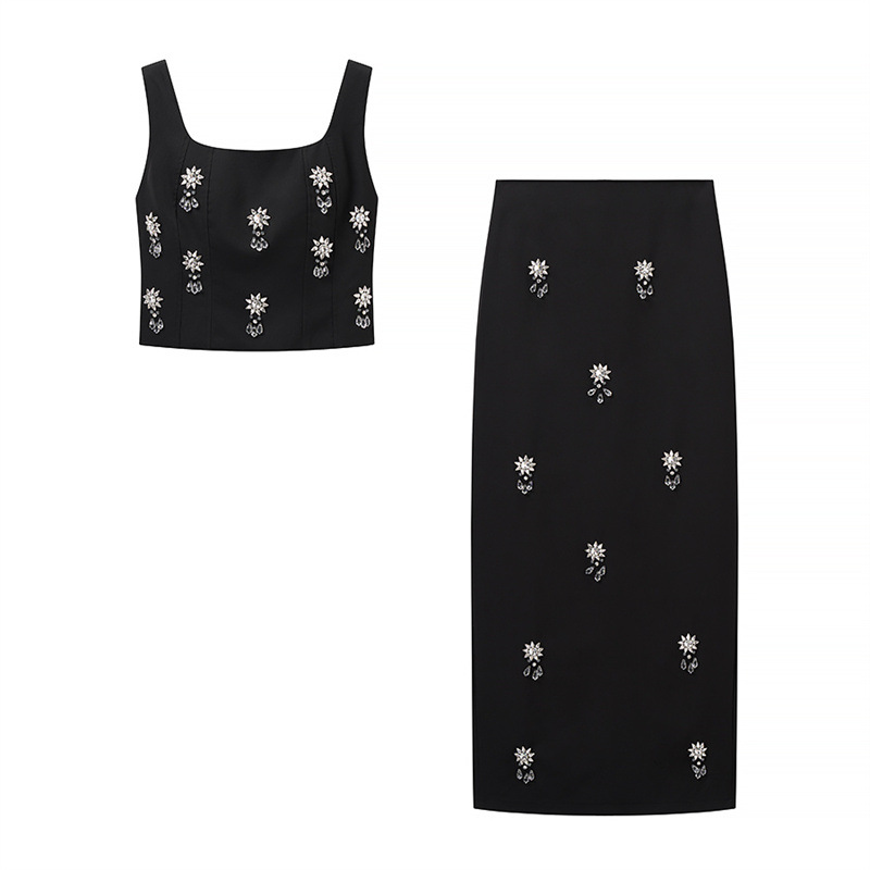 Backless Slit Long Dress Suit