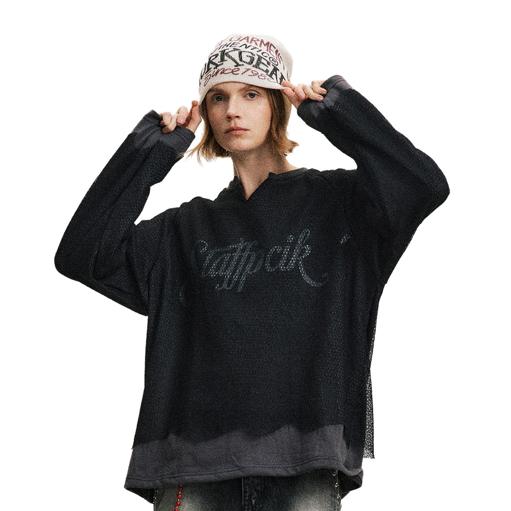 Knitted Stitching Fake Two-piece Long-sleeved T-shirt For Men And Women