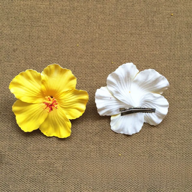 Sweet Seaside Beach Degree Hibiscus Rosa sinensis Flowers Hairpin Side Clip Yellow - Shop at LoveMi