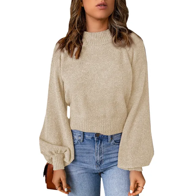 Women's Casual All matching Knitted Sweater Lc2722191 Apricot Yellow - Shop at LoveMi