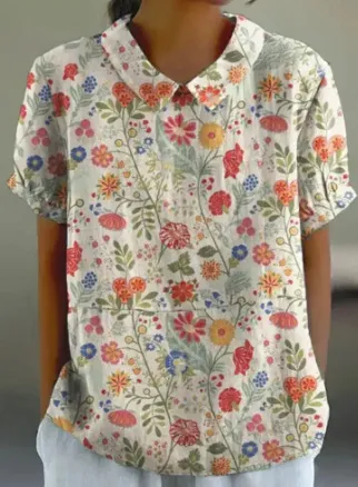 Digital Printing Loose Casual Women's T shirt Polo Shirt 8Style - Shop at LoveMi