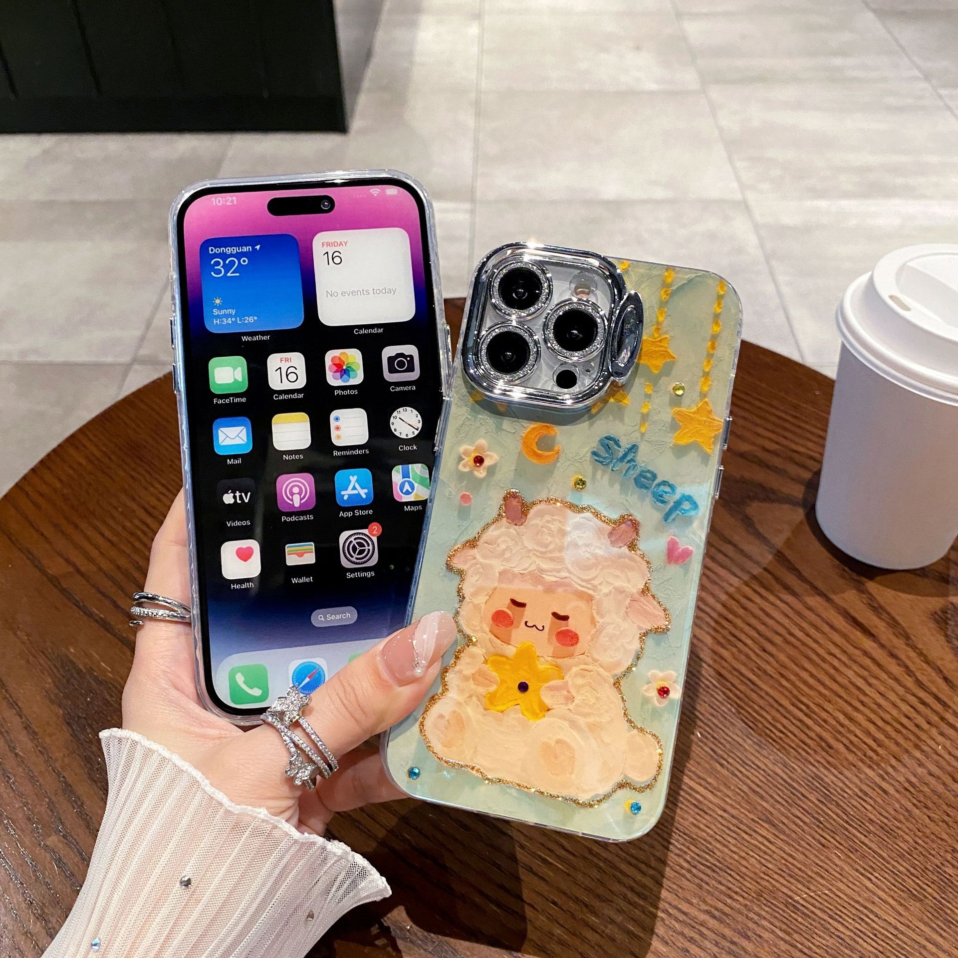 Blue Light Epoxy Sheep Bear All-inclusive Silicone Phone Case