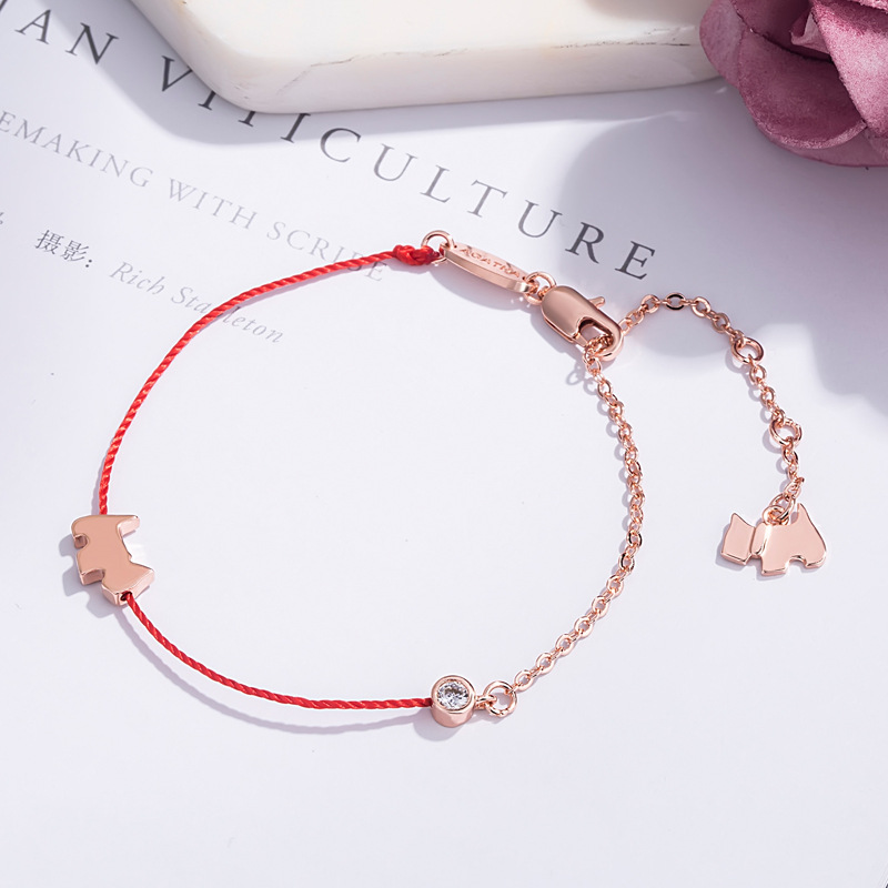Red String Bracelet For Good Luck Braided With The Twelve Chinese Zodiac Signs And A Puppy Design