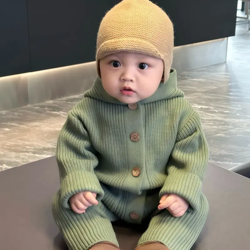 Baby Bodysuit Knitted Wool Warm Romper Long