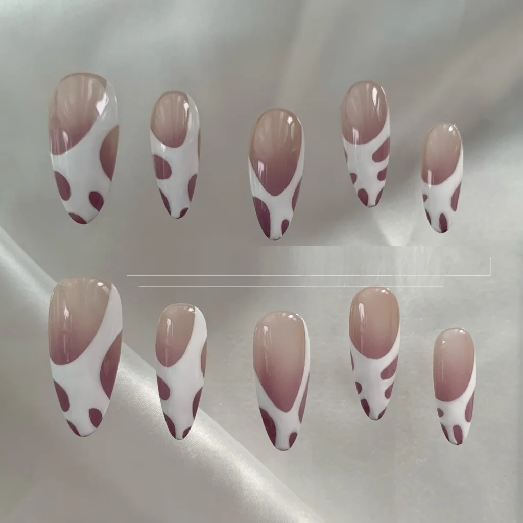 Handmade Custom Advanced Almond French Manicure - Sweetheart Foam