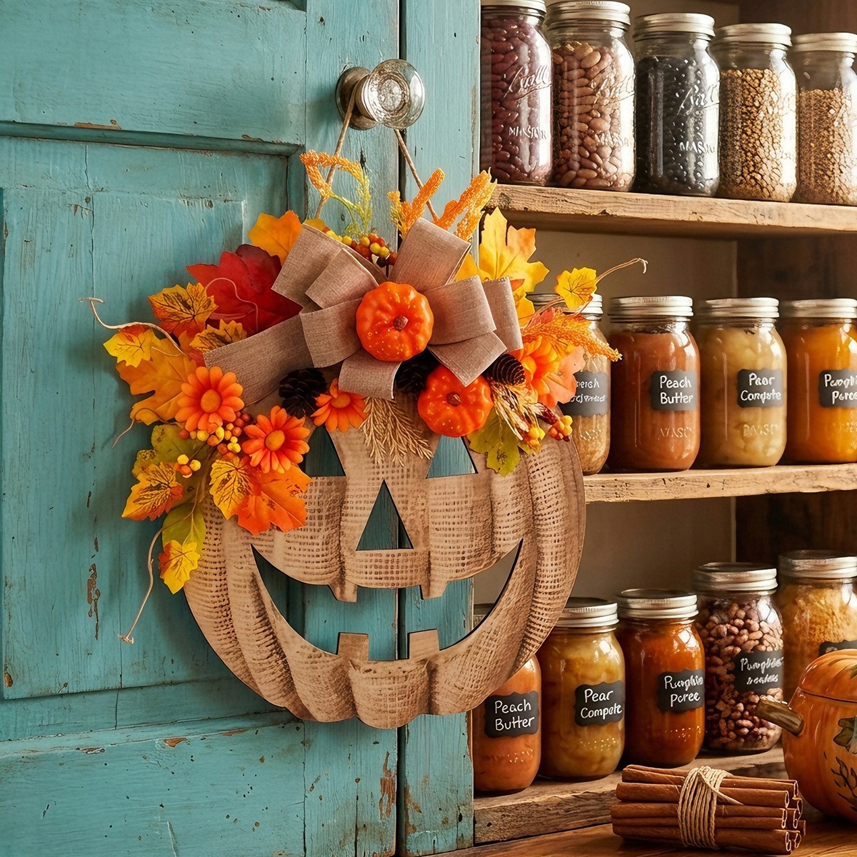 Wooden Pumpkin Hanging Decoration