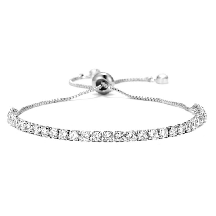 Fashion 3mm Inlaid Zircon Lady Literature Adjustable Bracelet