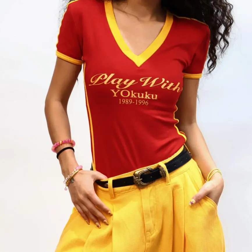 Women's American Letter Fashion Versatile Top - Red