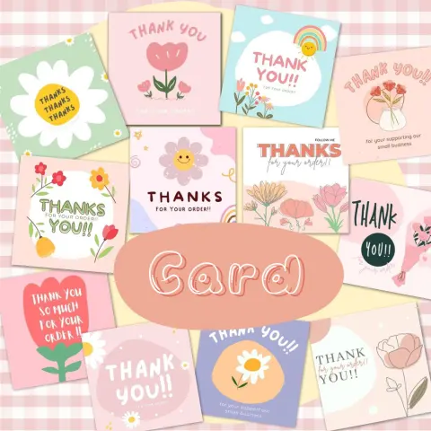50 PcsPack Square Simple Thank-you Card Coated Paper Business