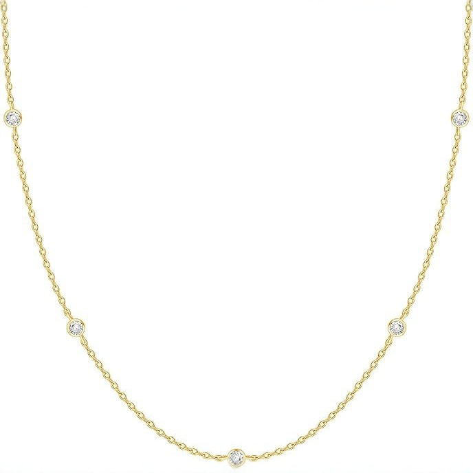14k Solid Gold Plated Personalized Rhinestone Necklace For Women
