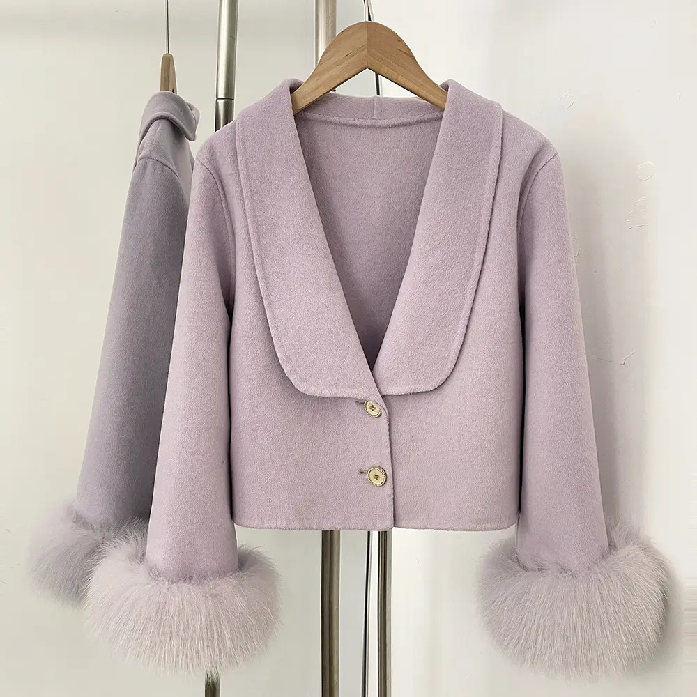 French-style Double-faced Cashmere Elegant Wool Coat