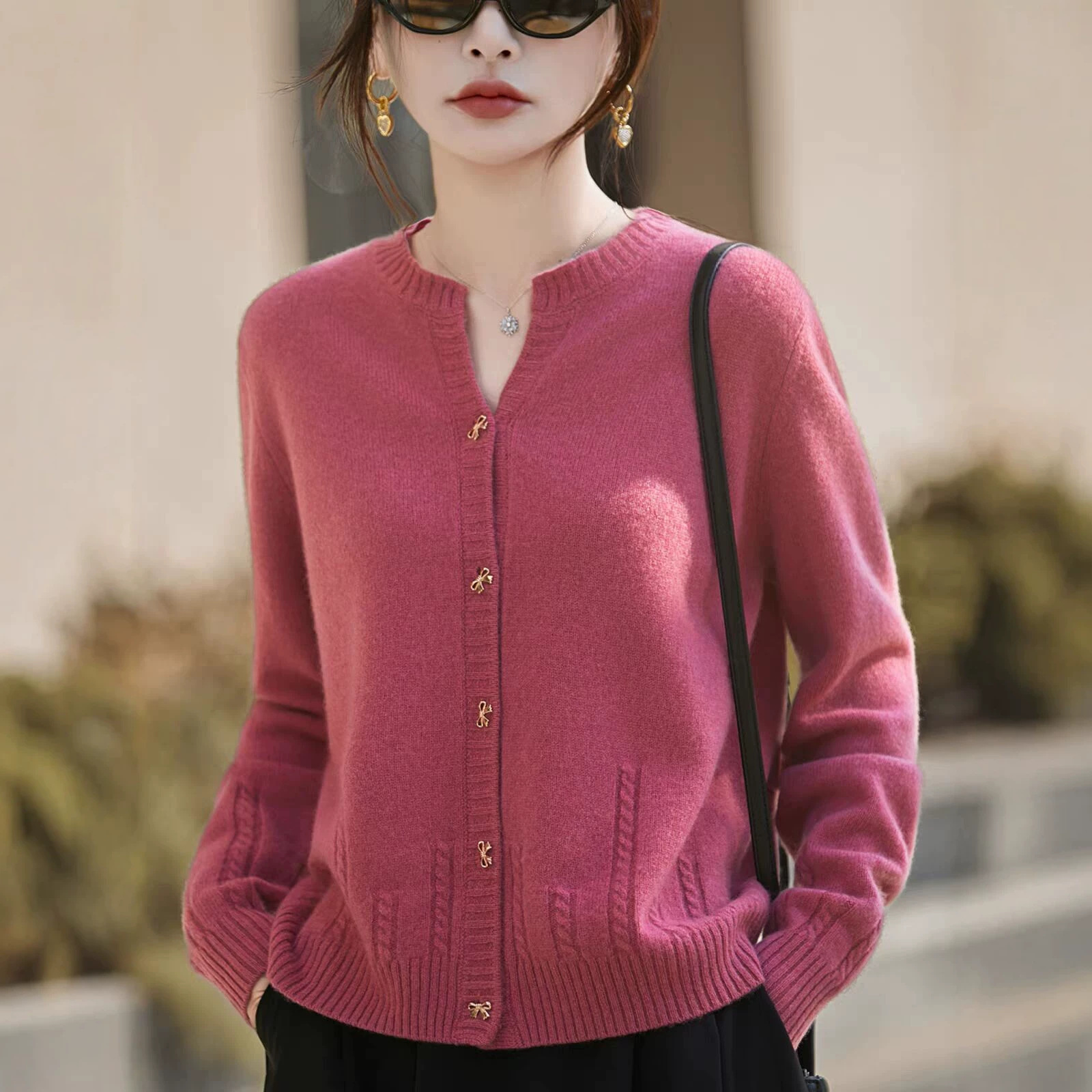 New Niche Style Coat Sweater Solid Color