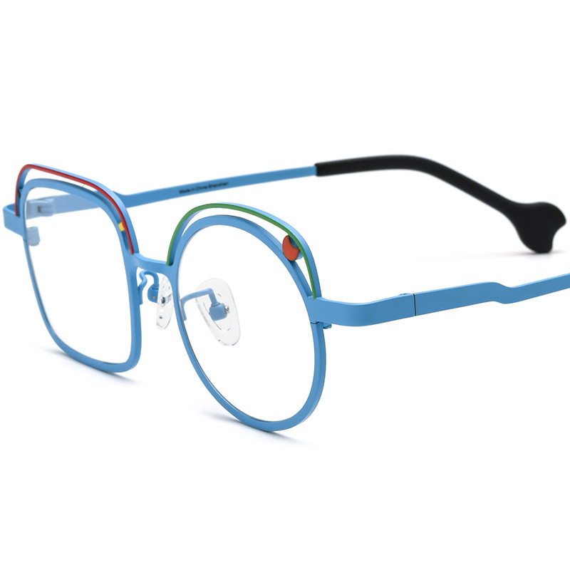 Women's Colored Ultra-light Pure Titanium Irregular Myopia Glasses - Image 7