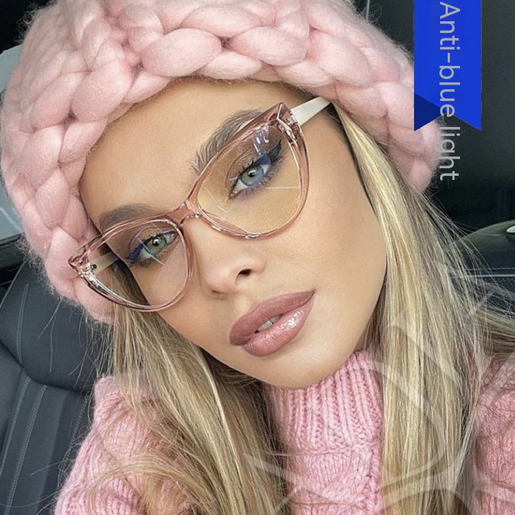 Retro Cat Eye Anti-blue Light Glasses Frame For Bare Face - Image 12