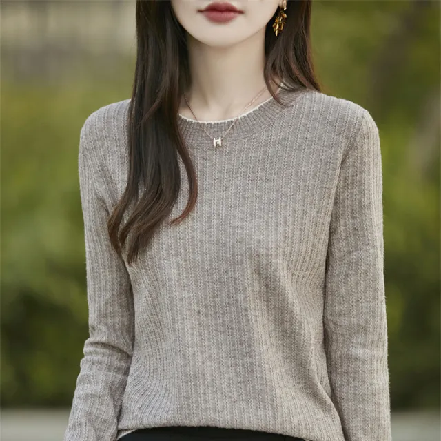Women's Round Neck Andy Fleece Pullover All Match Sweater Camel - Shop at LoveMi