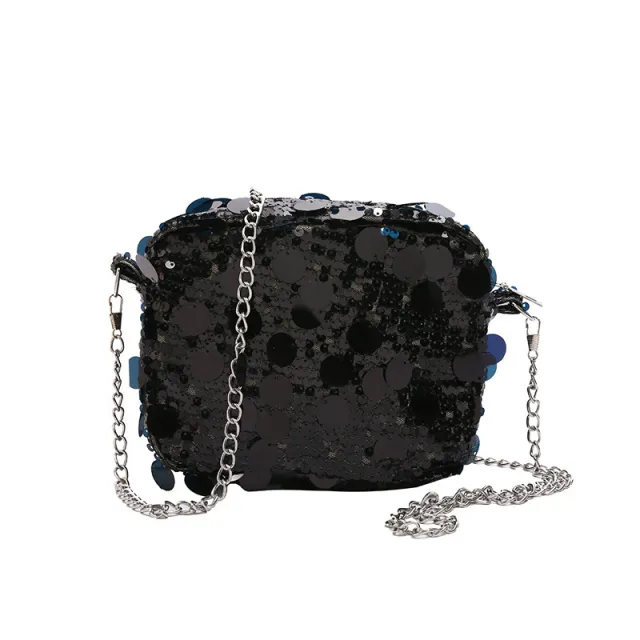 Sequin Women Large Capacity Chain One shoulder Crossbody Bag Black - Shop at LoveMi