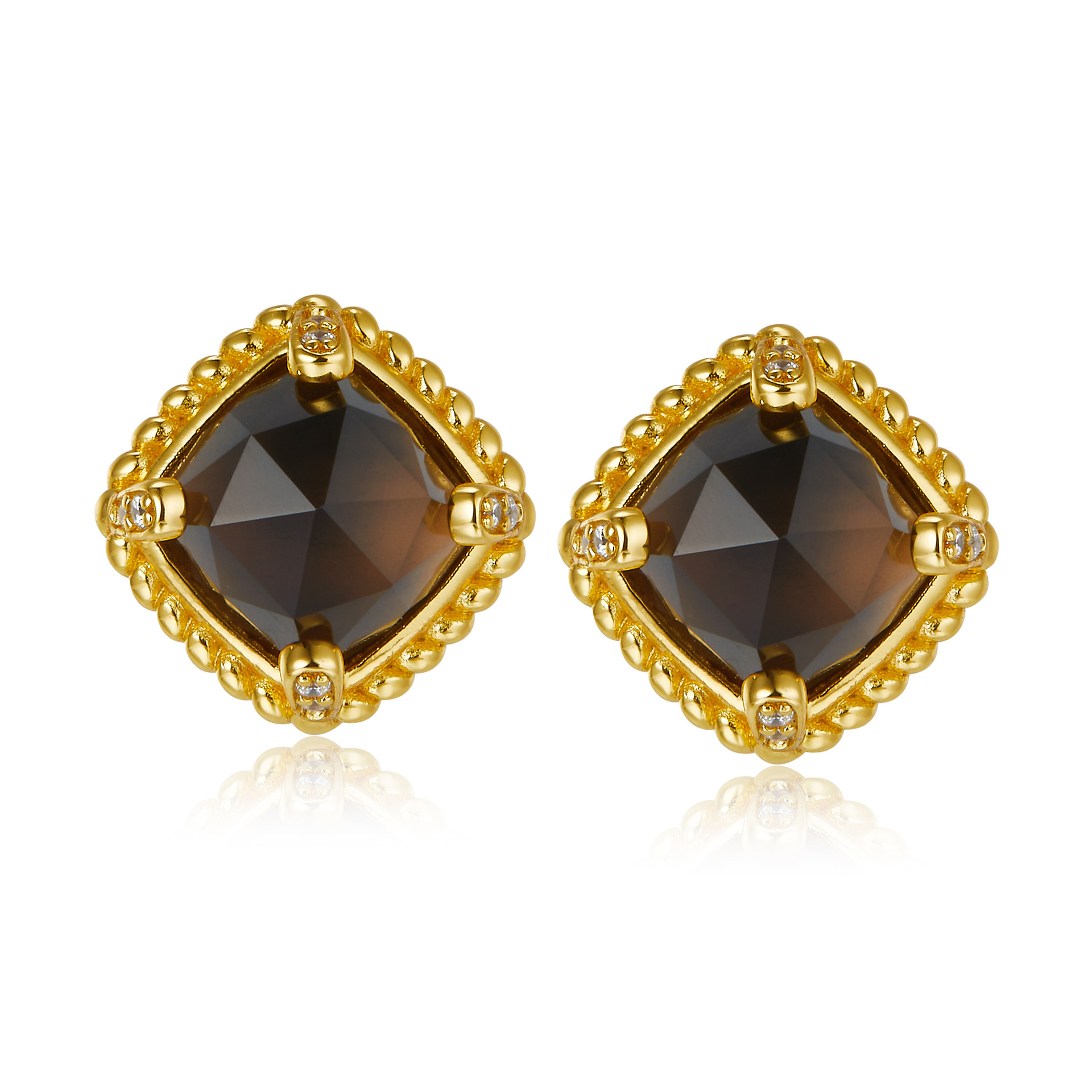925 Silver Natural Citrine Earrings Simple Style