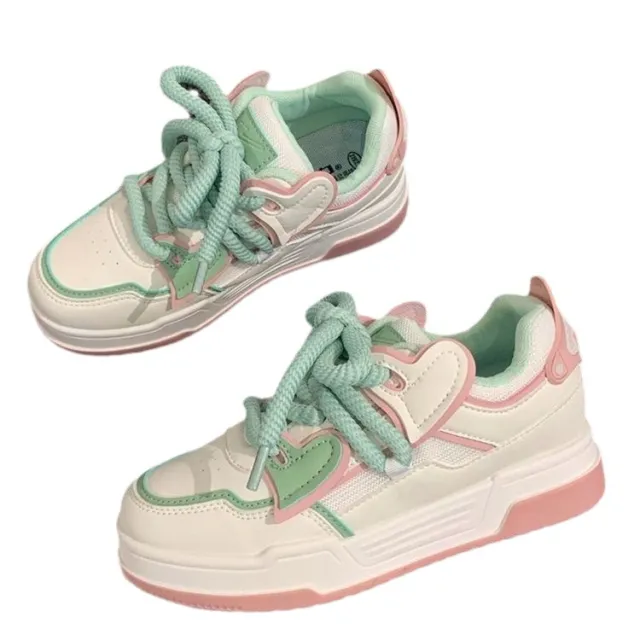 Flat Breathable Sneakers Fashion Sports Casual Shoes Pink - Shop at LoveMi