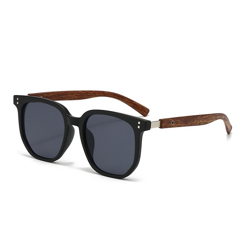 Fashionable Retro Polygonal Wood-grain Temple Arms, Stylish For Commuting And Easy To Match