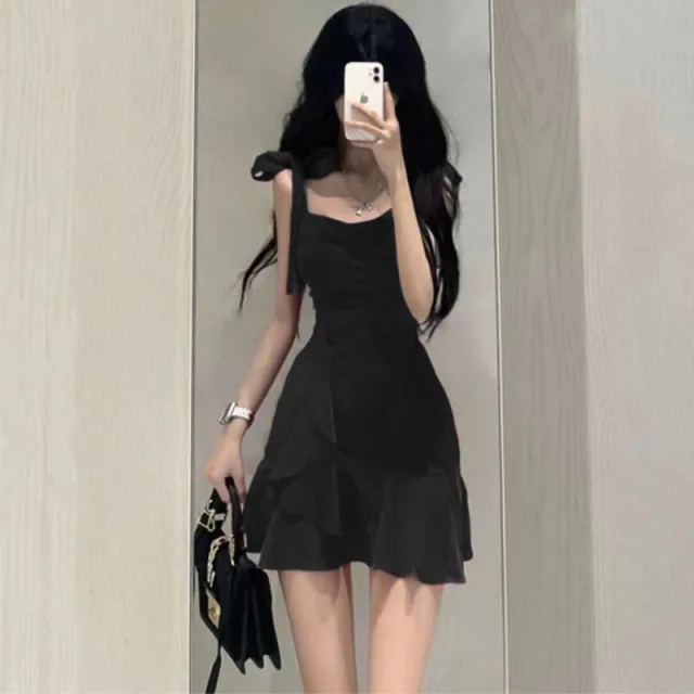 Niche Temperament Waist controlled Slimming Short Skirt Black - Shop at LoveMi