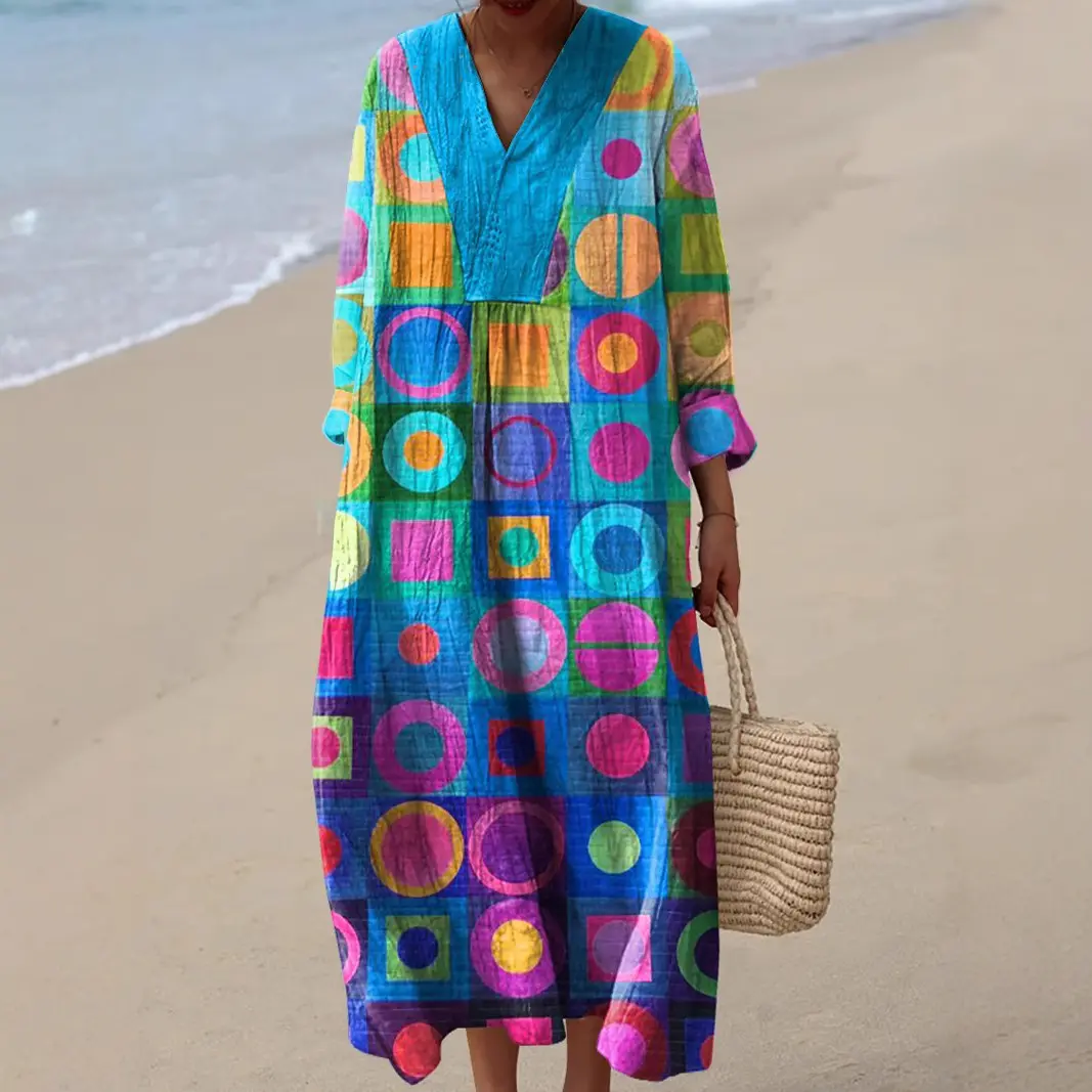 Creative Solid-color Long-sleeve Loose-fitting Dress