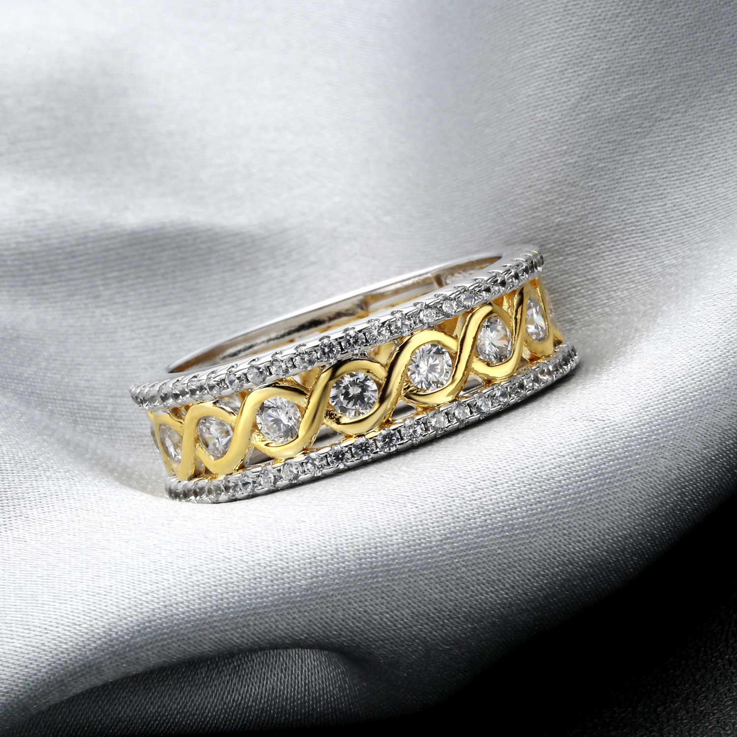 Sterling Silver Zircon Coin Ring, picture 3 of 3