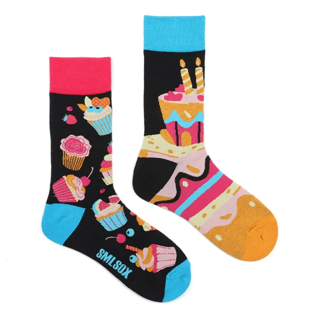Men's And Women's Asymmetric AB Cartoon Food Illustration Trend Unmatched Color Socks Sweet Life - Shop at LoveMi