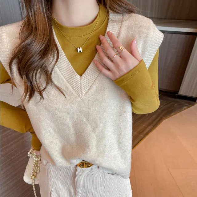 Shirt Women's Underwear Can Be Worn Outside Round Neck Long Sleeve Mustard Yellow - Shop at LoveMi