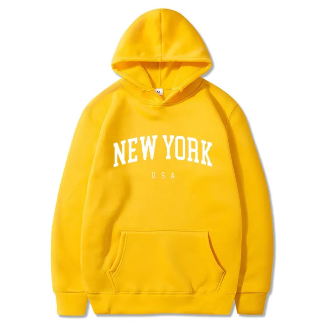Printed Casual Sports Velvet Padded Hooded Sweatshirt Women's Autumn And Winter Yellow - Shop at LoveMi