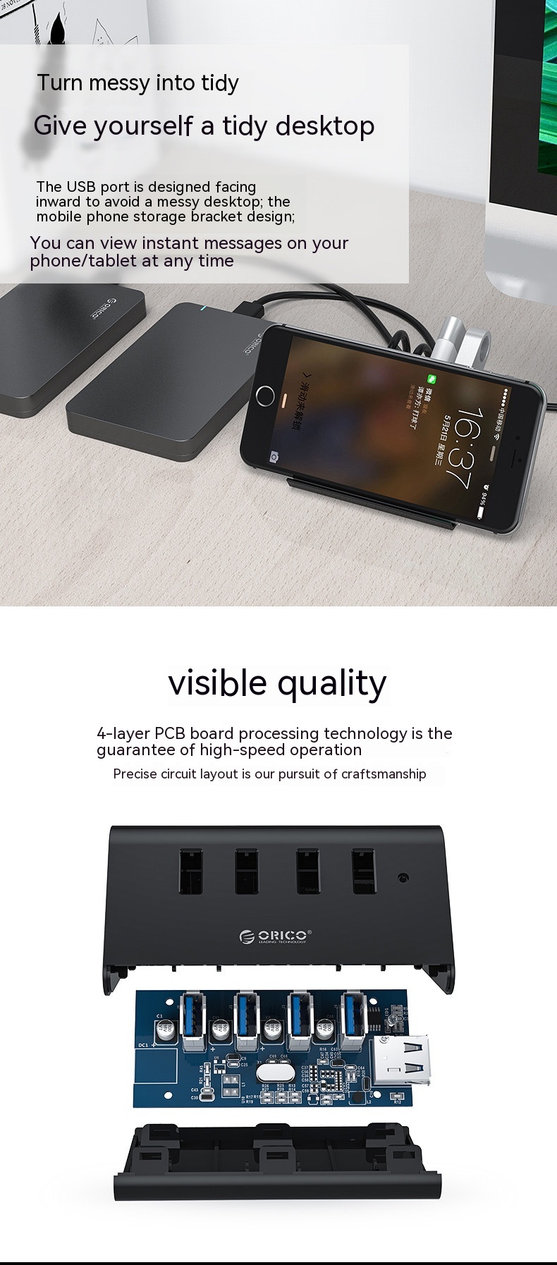 USB Deconcentrator High-speed Bracket Multi-interface External Hub 16