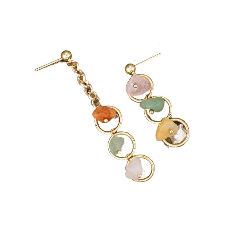 Women's Personalized Delicate Long And Short Round Crystal Earrings