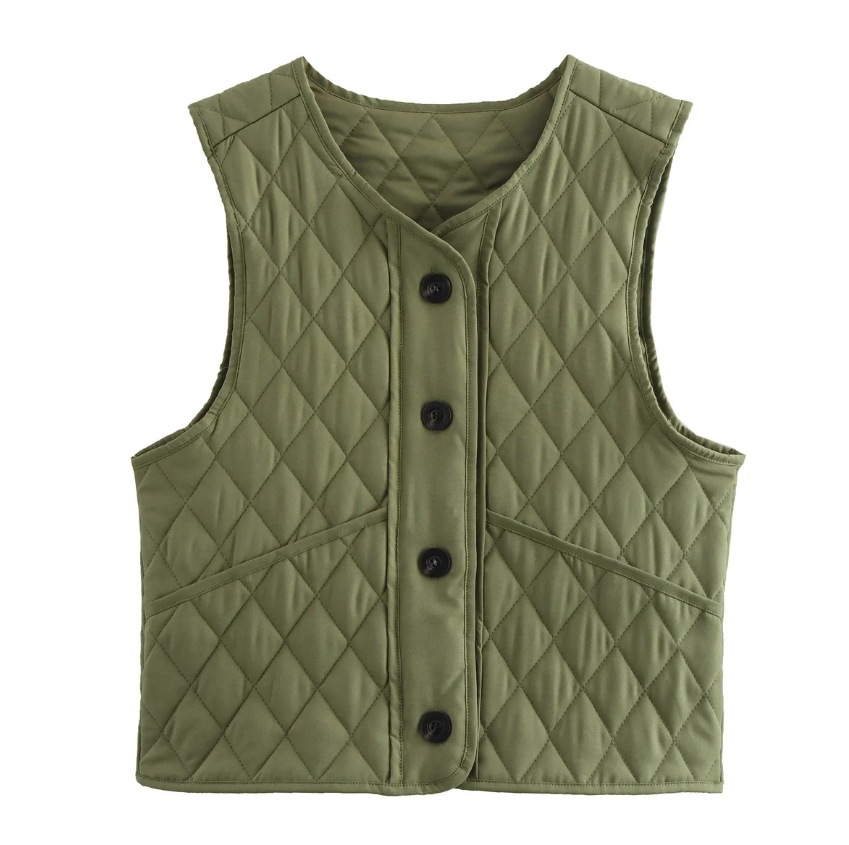 Round Neck Women's Clothes Hot-selling Rhombus Quilted Vest