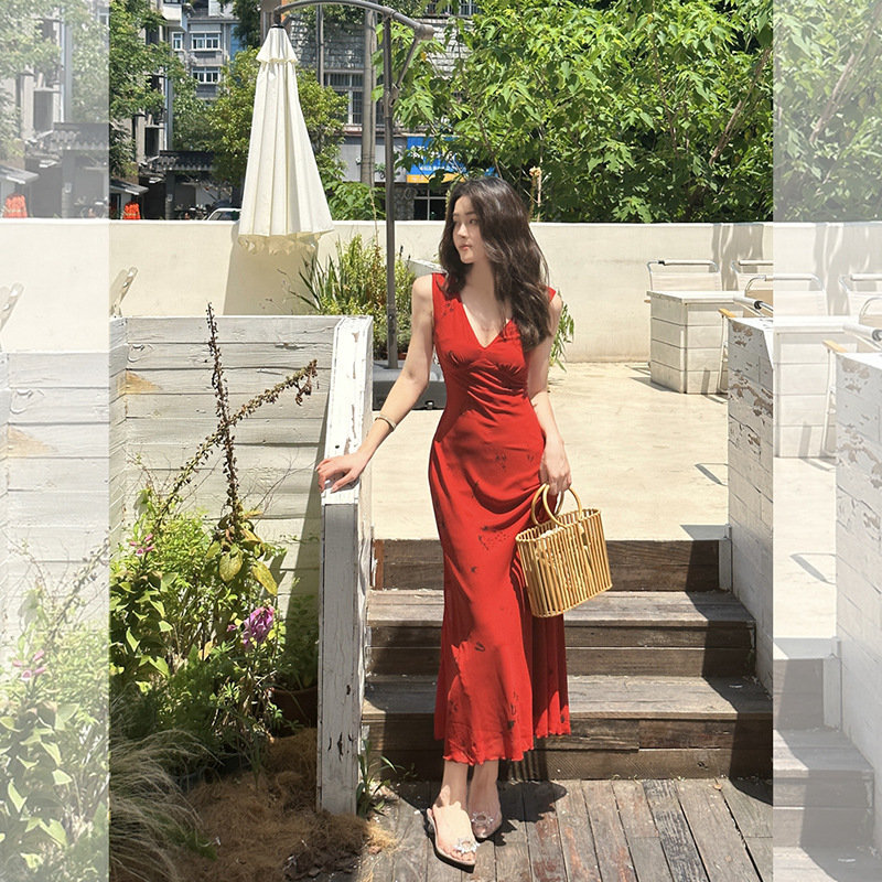 Pleated A-Line Long Dress
