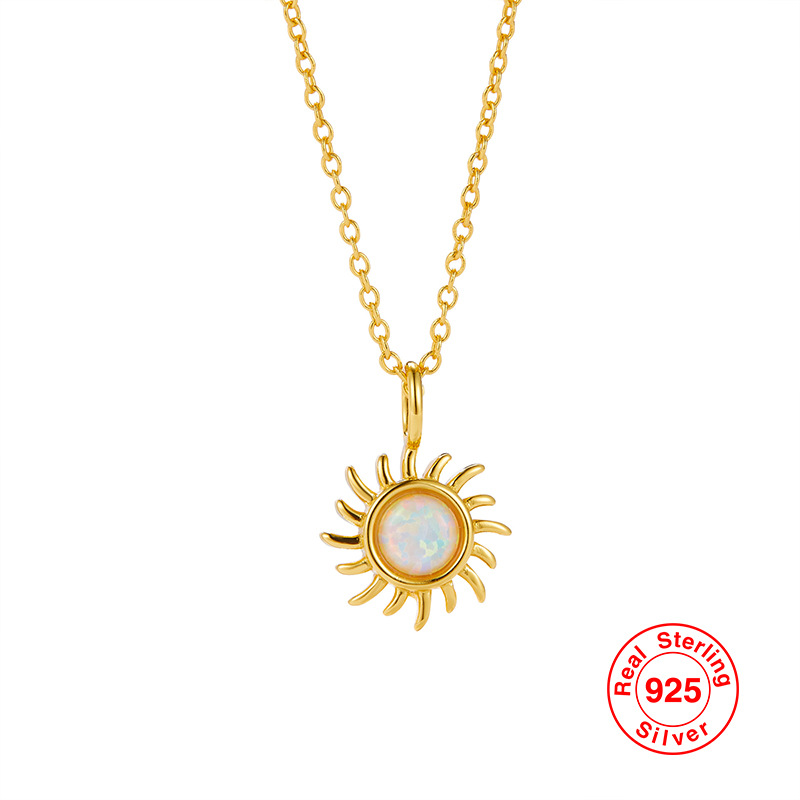 S925 Silver Solar System Wind Wheel Opal Turquoise Pendant Necklace