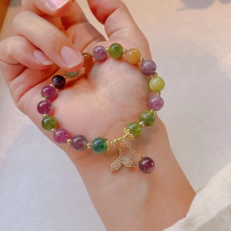 Natural Strawberry Quartz Nine-Tailed Fox Bracelet For Women