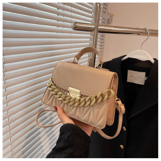 Chain Portable Shoulder Western Style Girly And Fashion Crossbody Bag Khaki - Shop at LoveMi