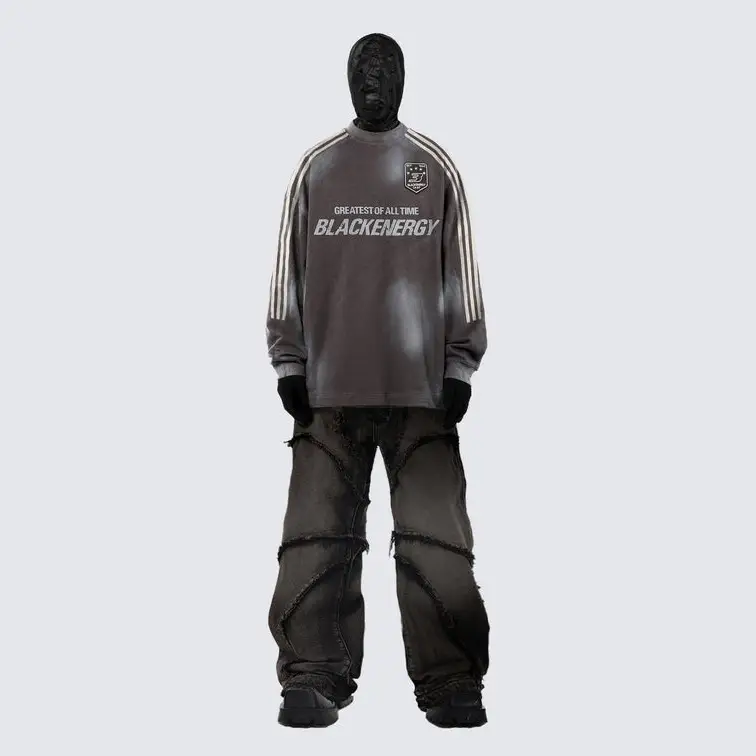 Street Fashion Vintage Jeans Raw Edges Design