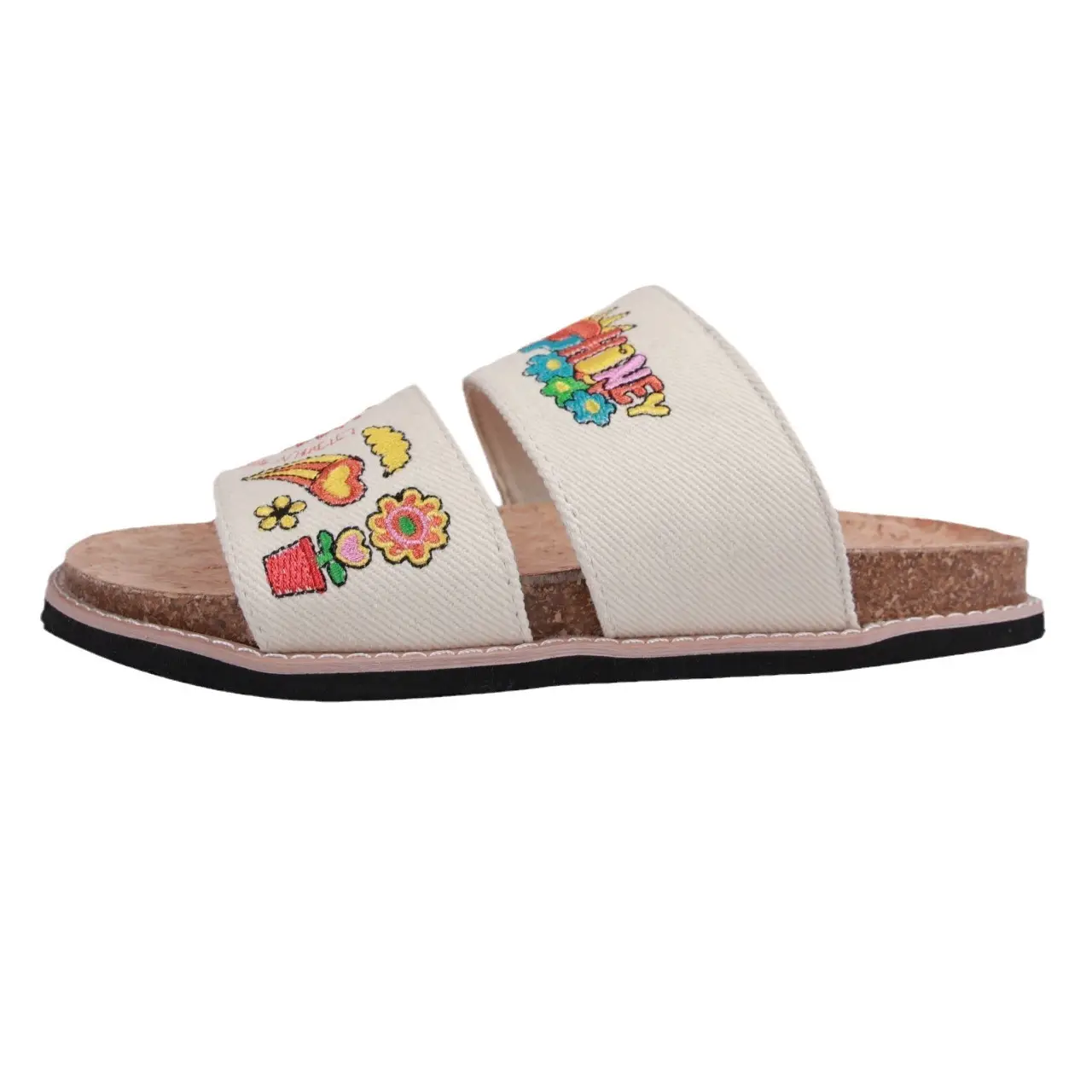 Women's Cork Sole Summer Embroidered Sandals