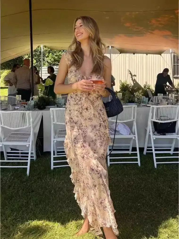 Stylish Chiffon Maxi Evening Gown Dress - Pattern Colour-Xxl
