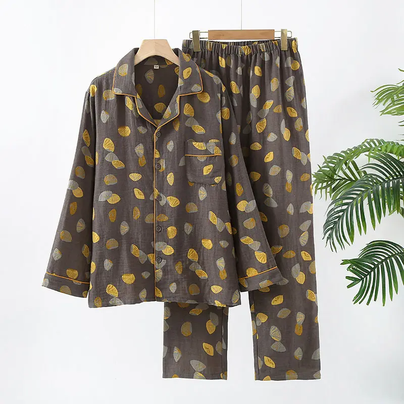 Pure Cotton Double-layer Sheer Men's Long Sleeved